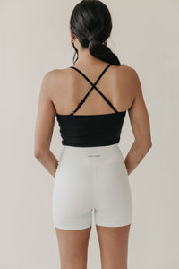 Black Branded Cross-Back Top - WHITESMOKE