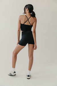 Black High-waisted Shorts - WHITESMOKE