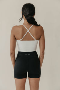 Black High-waisted Shorts - WHITESMOKE