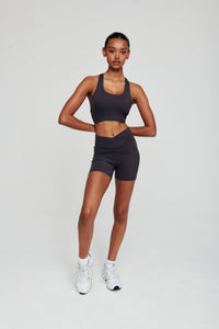 Coal Grey Athletic Bra - WHITESMOKE