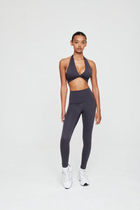 Coal Grey Halterneck Athletic Bra - WHITESMOKE