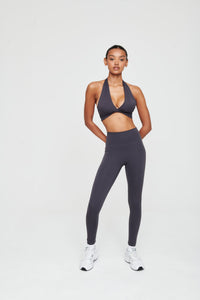 Coal Grey Halterneck Athletic Bra - WHITESMOKE