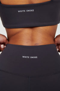 Coal Grey Ruched Athletic Bra - WHITESMOKE