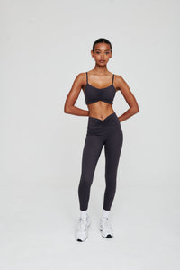 Coal Grey Ruched Athletic Bra - WHITESMOKE