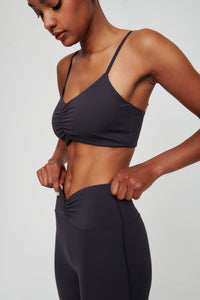 Coal Grey Ruched Athletic Bra - WHITESMOKE