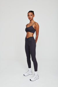 Coal Grey Ruched Athletic Bra - WHITESMOKE