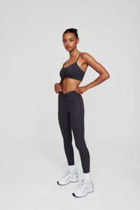 Coal Grey Ruched Athletic Bra - WHITESMOKE