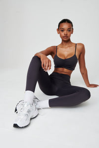 Coal Grey Ruched Athletic Bra - WHITESMOKE