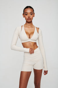 Dove White Crop Bolero Top - WHITESMOKE