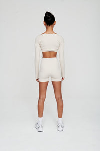 Dove White Crossover Waist Shorts - WHITESMOKE