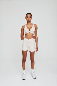 Dove White Crossover Waist Shorts - WHITESMOKE