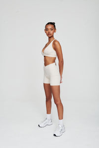 Dove White Crossover Waist Shorts - WHITESMOKE