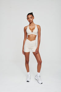 Dove White Crossover Waist Shorts - WHITESMOKE