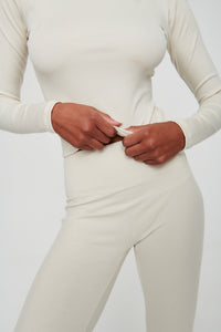 Dove White Longsleeve Ribbed Top - WHITESMOKE