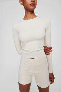 Dove White Longsleeve Top - WHITESMOKE