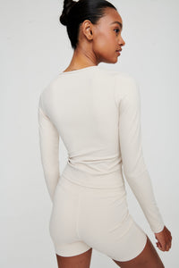 Dove White Longsleeve Top - WHITESMOKE