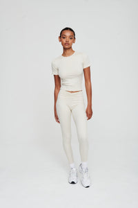 Dove White Shortsleeve Ribbed T-Shirt - WHITESMOKE