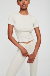 Dove White Shortsleeve Ribbed T-Shirt - WHITESMOKE