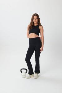 Dynamite Racer-Neck Cropped Tank Bra - Black - WHITESMOKE