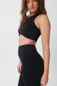 Dynamite Racer-Neck Cropped Tank Bra - Black - WHITESMOKE