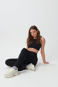 Dynamite Racer-Neck Cropped Tank Bra - Black - WHITESMOKE