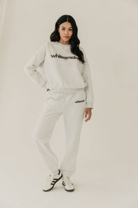 FIKA Cosy Embroidered Sweatpants - Grey Marl - WHITESMOKE