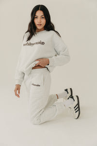 FIKA Cosy Embroidered Sweatpants - Grey Marl - WHITESMOKE