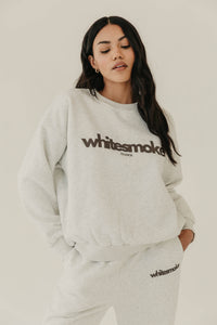 FIKA Cosy Embroidered Sweatshirt - Grey Marl - WHITESMOKE