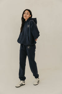 FIKA Cosy Oversized Printed Hoodie - Navy - WHITESMOKE