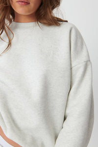 Hygge Cosy Oversized Sweatshirt - Light Grey Marl - WHITESMOKE