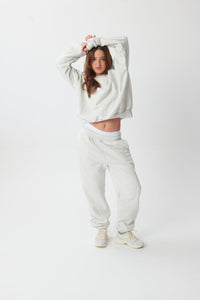 Hygge Cosy Oversized Sweatshirt - Light Grey Marl - WHITESMOKE