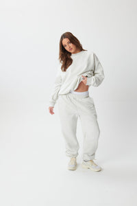 Hygge Cosy Oversized Sweatshirt - Light Grey Marl - WHITESMOKE