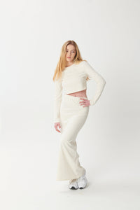 Hygge Soft Cotton Long Sleeve Top - Blanc - WHITESMOKE