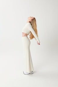 Hygge Soft Cotton Maxi Skirt - Blanc - WHITESMOKE