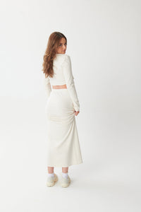 Hygge Soft Cotton Maxi Skirt - Blanc - WHITESMOKE