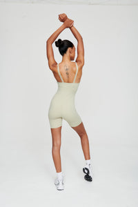 Moss Green Strappy Unitard - WHITESMOKE