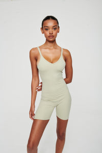 Moss Green Strappy Unitard - WHITESMOKE