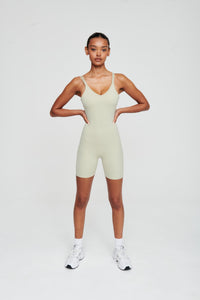 Moss Green Strappy Unitard - WHITESMOKE