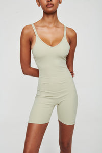 Moss Green Strappy Unitard - WHITESMOKE