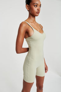 Moss Green Strappy Unitard - WHITESMOKE