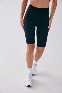 Rib Cycle Shorts - Black - WHITESMOKE