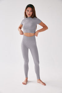 Rib Leggings- Elephant Grey - WHITESMOKE