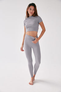 Rib Leggings- Elephant Grey - WHITESMOKE