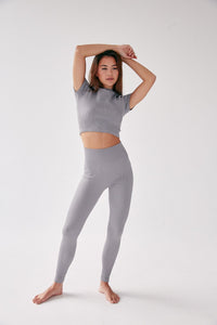 Rib Leggings- Elephant Grey - WHITESMOKE