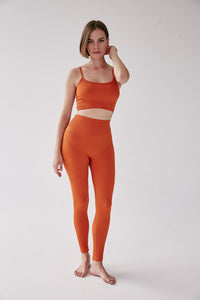 Rib Leggings - Tangerine - WHITESMOKE