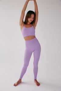 Rib Strappy Crop Top - Sheer Lilac - WHITESMOKE