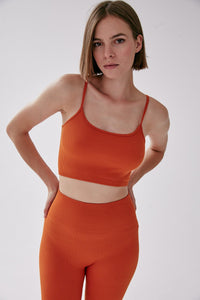 Rib Strappy Crop Top - Tangerine - WHITESMOKE