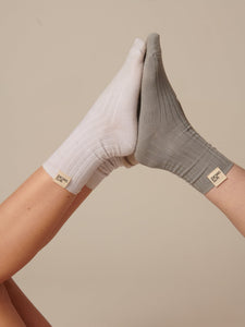 Ribbed Cotton 2 Pack Socks - WHITESMOKE