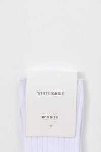 Ribbed Cotton Socks - White - WHITESMOKE