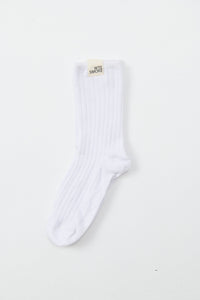 Ribbed Cotton Socks - White - WHITESMOKE